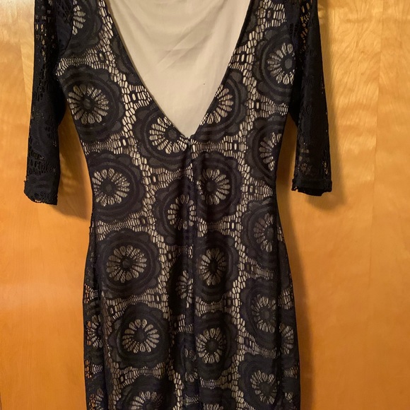 Mystic Black Lace Dress with nude underlay.  NWT. Large. - Picture 2 of 4